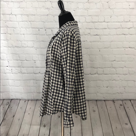 Paper Crane Checkered Button Down Babydoll Shirt - Picture 3 of 7